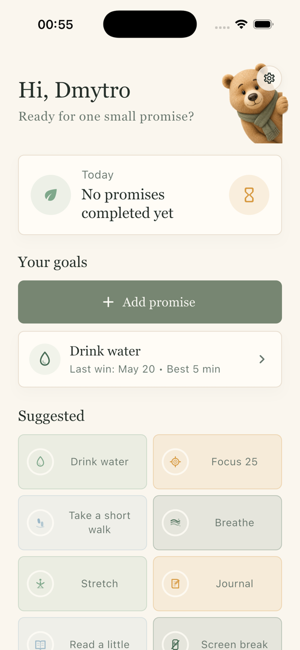 Bearnest Habit Timer app screenshot